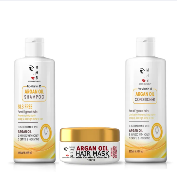 Mhb Argan Oil Bundle - Shampoo - Conditioner - Hair Mask