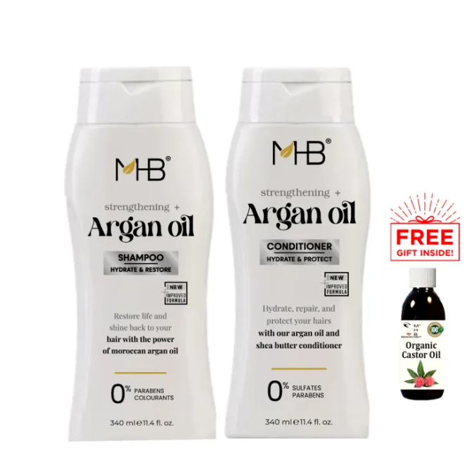 MHB ARGAN OIL SHAMPOO & CONDITIONER - 340ML With Free Gift