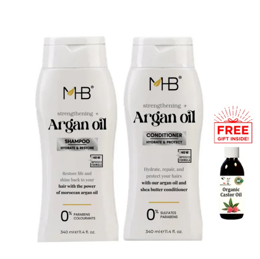 MHB ARGAN OIL SHAMPOO & CONDITIONER - 340ML With Free Gift