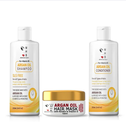 Mhb Argan Oil Bundle - Shampoo - Conditioner - Hair Mask