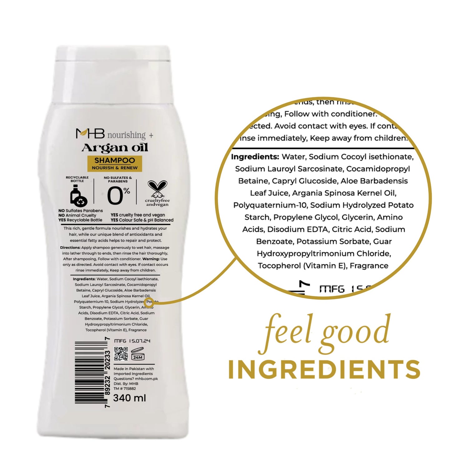 MHB Argan Oil Sulfate-Free Shampoo 340ml | Natural DHT Blocker & Hair Strengthening