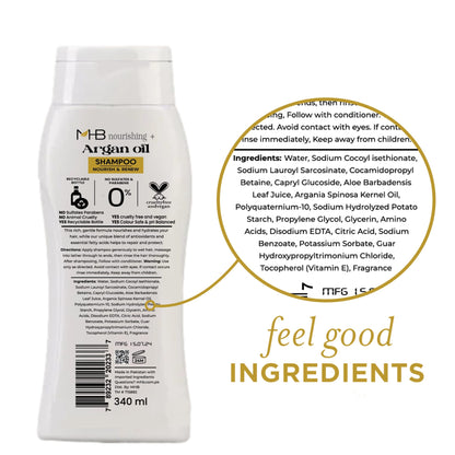 MHB Argan Oil Sulfate-Free Shampoo 340ml | Natural DHT Blocker & Hair Strengthening