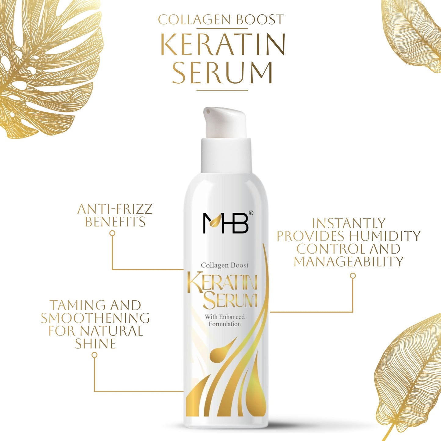 MHB Advanced Keratin Hair Serum 130ml | Collagen Boost for Smooth & Strong Hair