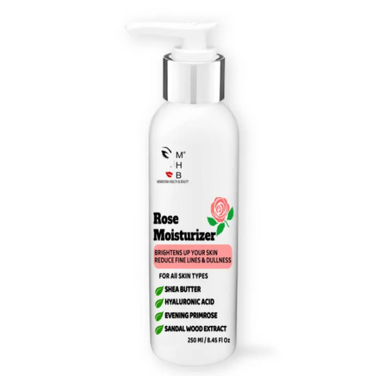 MHB Rose Moisturizer for Face, Formulated with Shea Butter, Hyaluronic Acid and Evening Primrose - 250ML